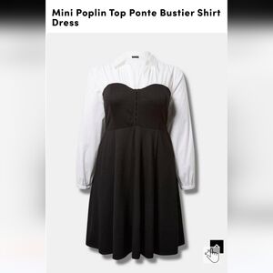Torrid Mini Poplin Top Ponte Bustier Shirt Dress